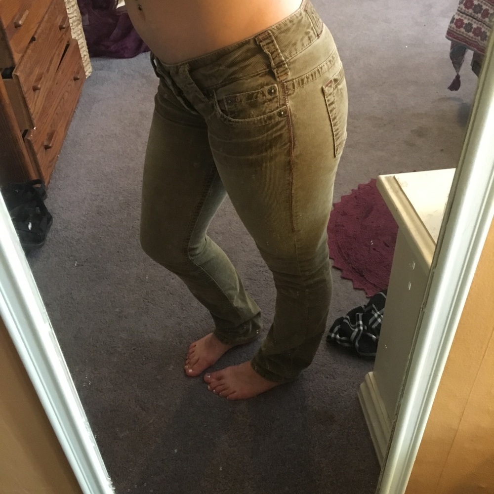 Forest green corduroy 1921 brand jeans.